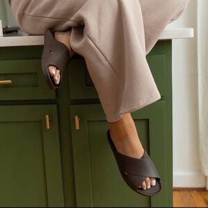 OKA b. Dark Brown Slide Sandals